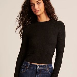 NWT Abercrombie Long-Sleeve Textured Crew Tee in Black
